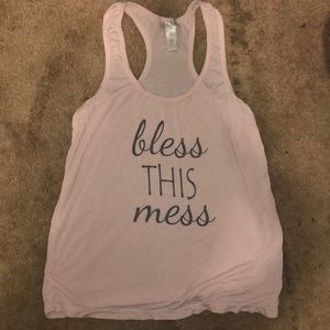 Pink “Bless This Mess” tank top